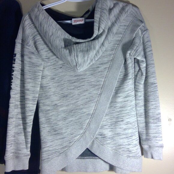 Enjoy COKE Hoodie Short Crossed back Drawstring lined hood xs gray black baggy - Picture 3 of 6